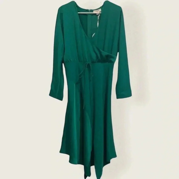 Cushnie for Target Women’s Sz 2 Faux Wrap Asymmetrical Hem Midi Dress Green NWOT - Picture 4 of 8